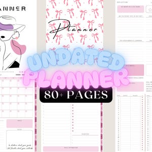 UNDATED digital planner, girly pinky planner, fully hyperlinked planner, Goodnotes planner, Weekly planner, Daily planner, Pinky planner