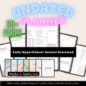 UNDATED all-in-one digital planner, GoodNotes planner, iPad planner, daily planner, weekly planner, monthly planner