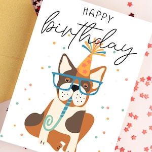 Printable funny birthday card, Birthday card dog, Cute Dogs Illustration, Birthday Card for Dog Lovers