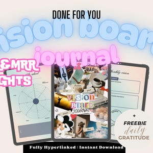 Vision Book Journal, Vision Board Digital Book, Mental Health Planner, Self-Care Worksheet, PLR MRR Resell Rights, Editable Canva Template