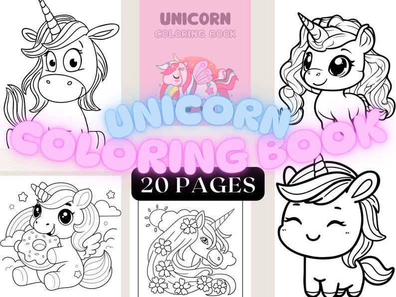 Unicorn Coloring Book, Kids Activity (instant Download - Etsy