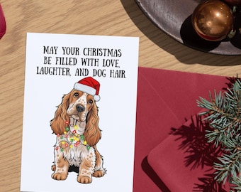 面白い犬のクリスマスカード、A5サイズグリーティングカード（デジタルダウンロード）