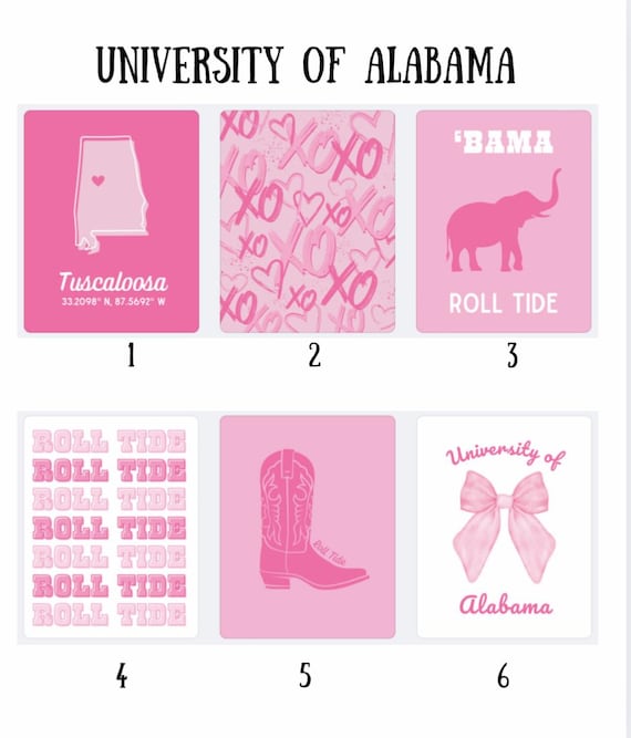 Custom College Wall Art - Any School | Digital Download | Custom Printable Dorm Poster | Personalized University Wall Decor - SET OF 6