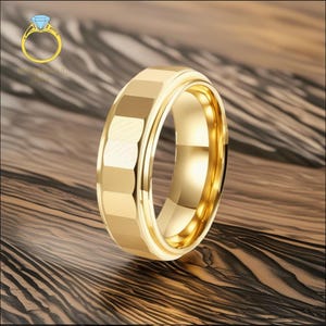 Personalized Tungsten Steel Gold Ring for Men, Custom 8mm Ring, Ring for Him, Men Wedding Band, Gold Ring, Gift for Men, Gift for Boyfriend