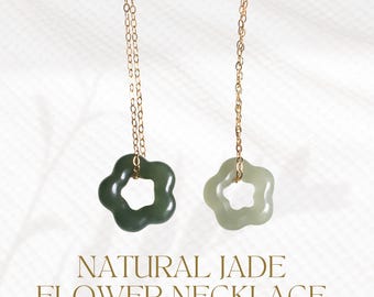 Natürliche grüne Jade Blume Halskette, Minimalist Halskette für sie, Geschenk für Mama, Geschenk für sie, zierliche Halskette, Sterling Silber Jade Halskette