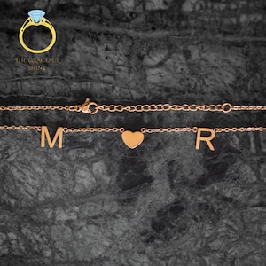 Collar con iniciales en forma de corazón - Joyas con nombre personalizadas - Collar con letras personalizado con corazón - Collar con letras doradas para mujer - Regalo de cumpleaños
