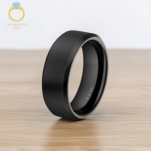 Czarny ceramiczny szlifowany pierścień dla mężczyzn i kobiet, 4 mm, 6 mm, 8 mm Pierścień Pierścień dla niego, pierścień urodzinowy unisex, pierścień spersonalizowany, prezent dla niego