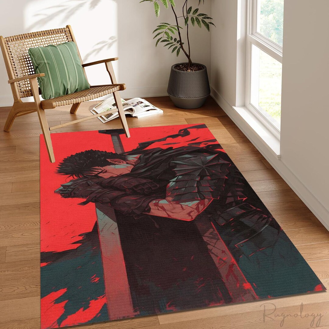 Anime Themed Rug, Guts Carpet, Berserkir Mat, Anime Berserk Rug, Black ...