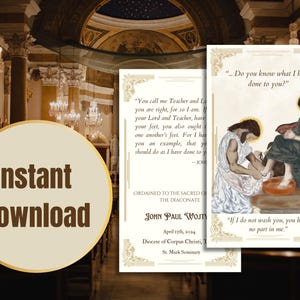 Custom Diaconate Prayer Cards Template - Diaconate ordination, prayer card, keepsake, favors, customizable template