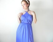 Violet Grecian Goddess Halter Dress // 70s Maxi Dress