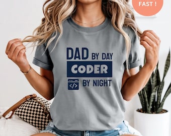 Dad By Day Coder By Night T-Shirt – Funny Programmer Dad Shirt, Coding Geek Tee, Father’s Day Gift for Developers, Software Engineer Shirt