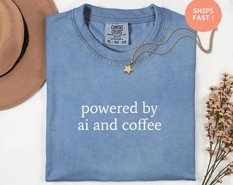 Powered By AI and Coffee – Tech Humor Shirt, Developer Programmer Tee