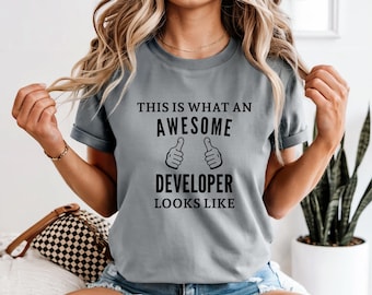 Voici à quoi ressemble un développeur génial : t-shirt de développeur amusant, cadeau d'ingénieur logiciel, t-shirt de programmeur, t-shirt Coding Life, interface