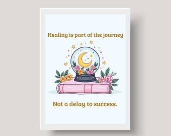 Póster de curación, póster imprimible de amor propio, arte de pared imprimible de salud mental femenina, pósteres de psicología, decoración de oficina de terapia, póster de relajación imprimible.