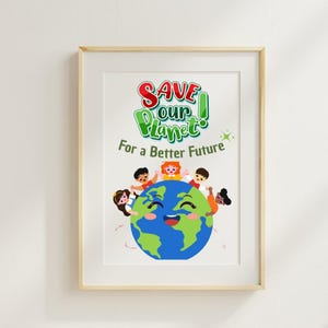 Save The Planet Poster Environmental Poster Earth Day Printable Go Green Pre School Poster Classroom Wall Decor  Love the Earth Printable