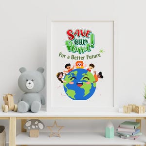 Save The Planet Poster Environmental Poster Earth Day Printable Go Green Pre School Poster Classroom Wall Decor  Love the Earth Printable