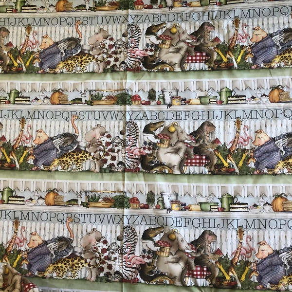 HUNGRY ANIMAL ALPHABET Border Panel by J Wecker Frische Riley Blake Designs 1 yard