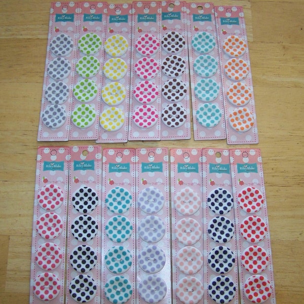 Riley Blake 4-pack 1" round POLKA DOT  Sew Together Carded Buttons Multi-colors