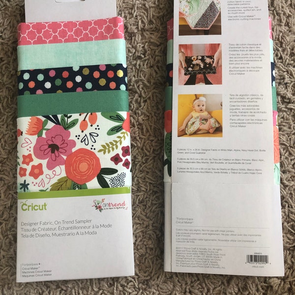 Cricut Designer Fabric Sampler ON TREND by Jen Allyson 5 pieces 12x26 Riley Blake Fabric Free Shipping