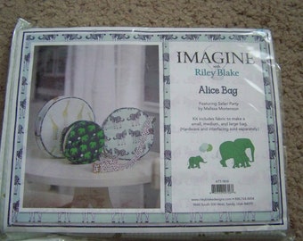 OOP ALICE BAG kit Imagine with Riley Blake Safari Party by Melissa Mortenson kit includes fabric to make small medium and large bag.