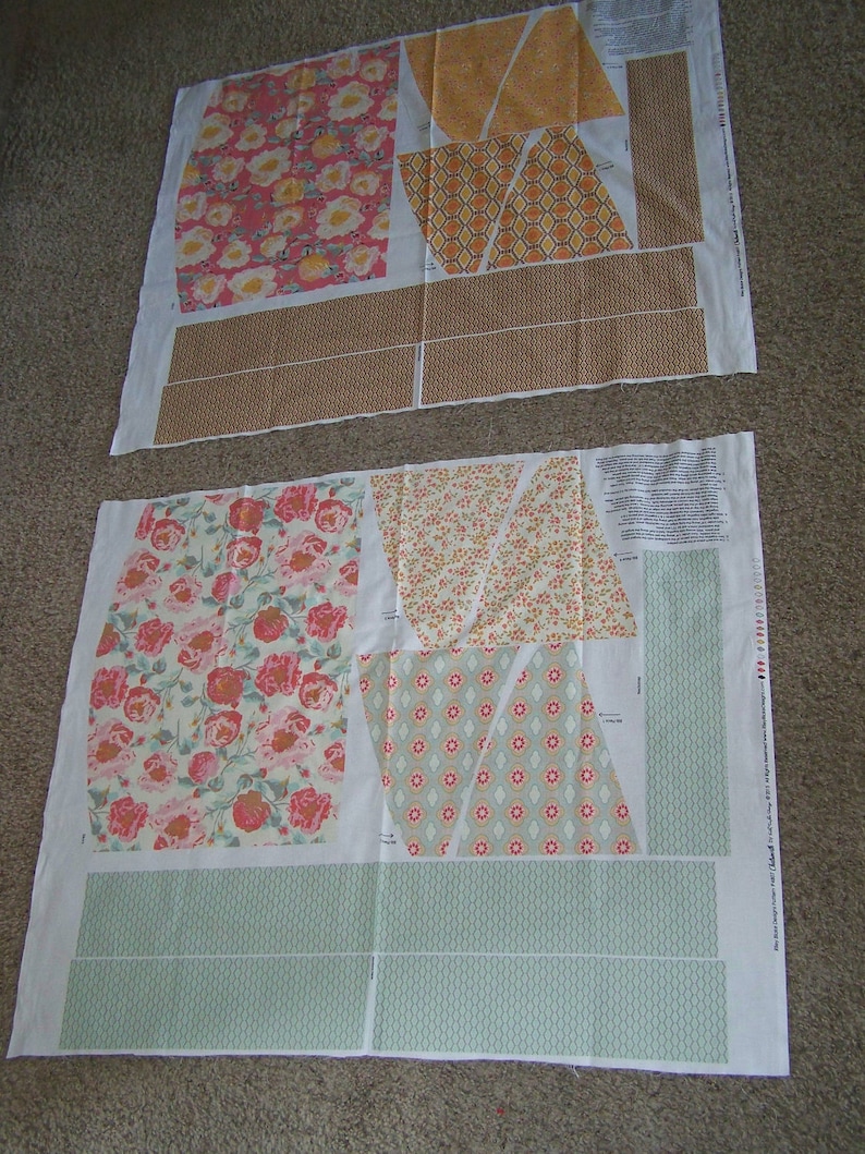 Riley Blake Designs CHATSWORTH apron panel by Emily Taylor in Coral/Brown or Cream/Teal image 1