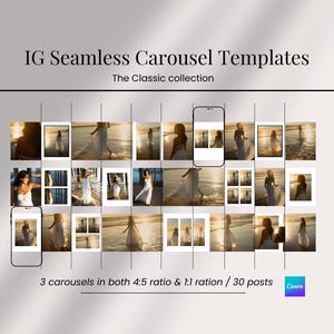 Instagram Seamless Carousel Template For Photographers, Social Media Template, Canva Template, Ig Post Template, Carousel Photo Template