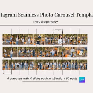 Instagram Seamless Carousel Template For Photographers, Social Media Template, Canva Template, Ig Post Template, Carousel Photo Template