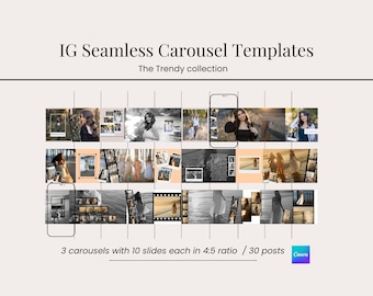 Instagram Seamless Carousel Template For Photographers, Social Media Template, Canva Template, Ig Post Template, Carousel Photo Template