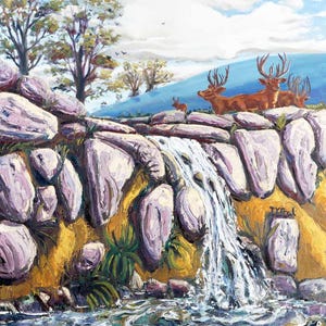 Waterfall, Contemporary Fine Art, Handcrafted Modern print