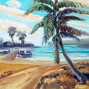 California Painting, Colorful Ocean View Canvas for Home Styling, Perfect Coastal Gift for Art Lovers and Beach Enthusiasts,