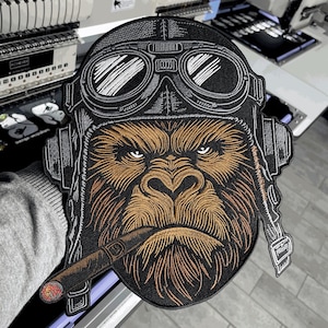 Embroidered large iron on GORILLA back patch for jackets Patch for custom gift