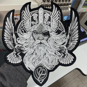 Embroidered large iron on ODIN ALLFATHER back patch for jackets Patch for custom gift