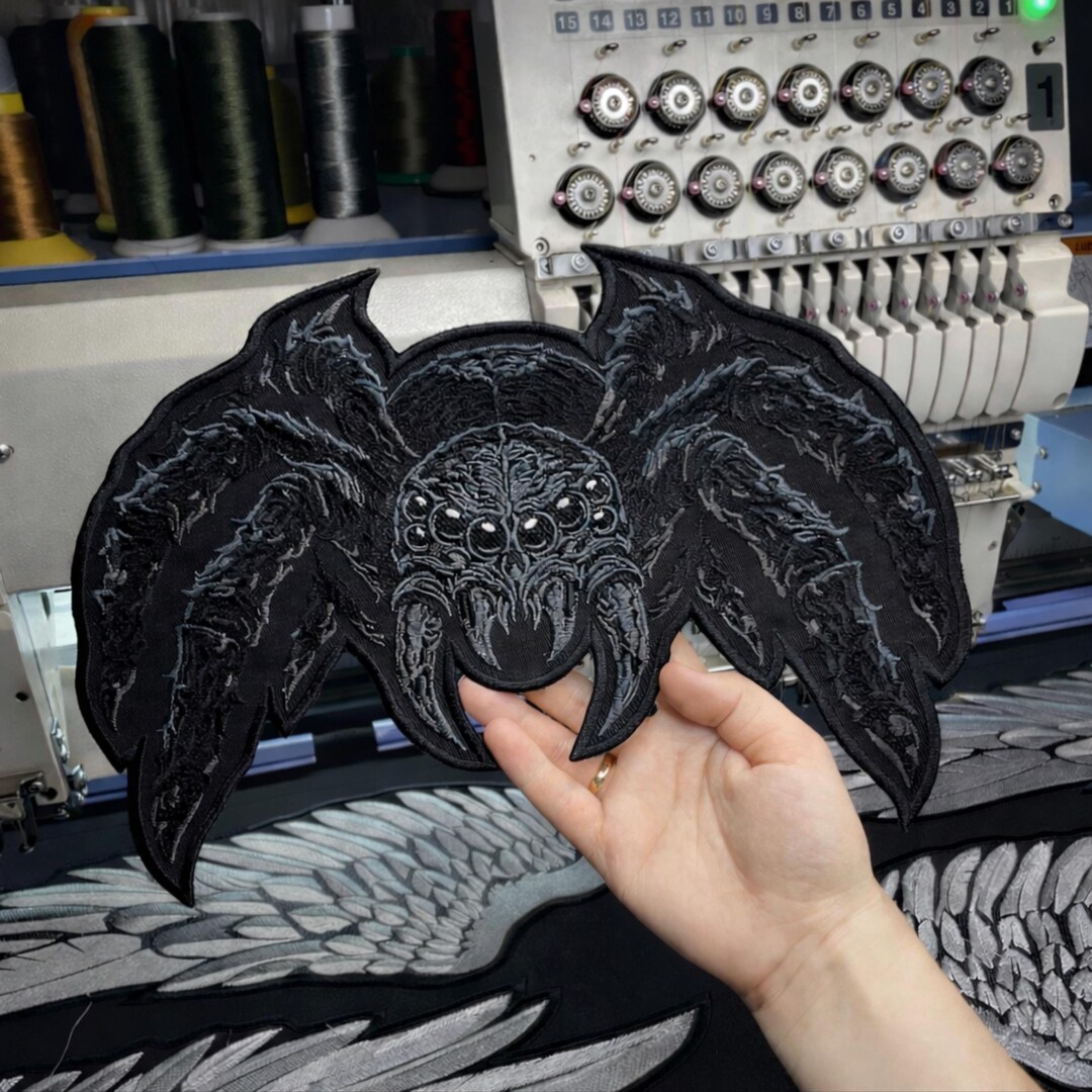 Spider Jacket Patch Night Dark Gothic Spider Patch, Embroidered Back Patch, Horror Jacket ...