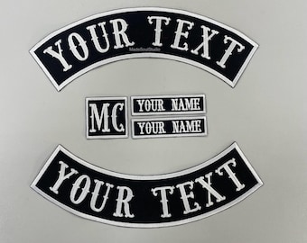 Topp/nedre rocker-märke, anpassat rocker-märke, MC-märke, broderat namnmärke för Bikers Motorcycle Club