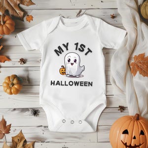 Halloween romper, Too cute to spook, Halloween tee, Halloween shirt, My first halloween, White romper for baby girl, Halloween costume