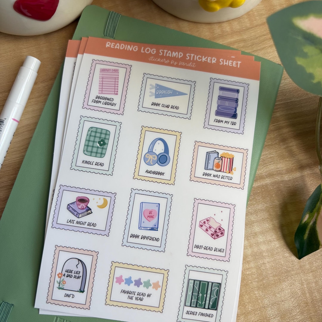 Reading Log Sticker Sheet – Book Tracker Stickers Vinyl (matte) - Etsy