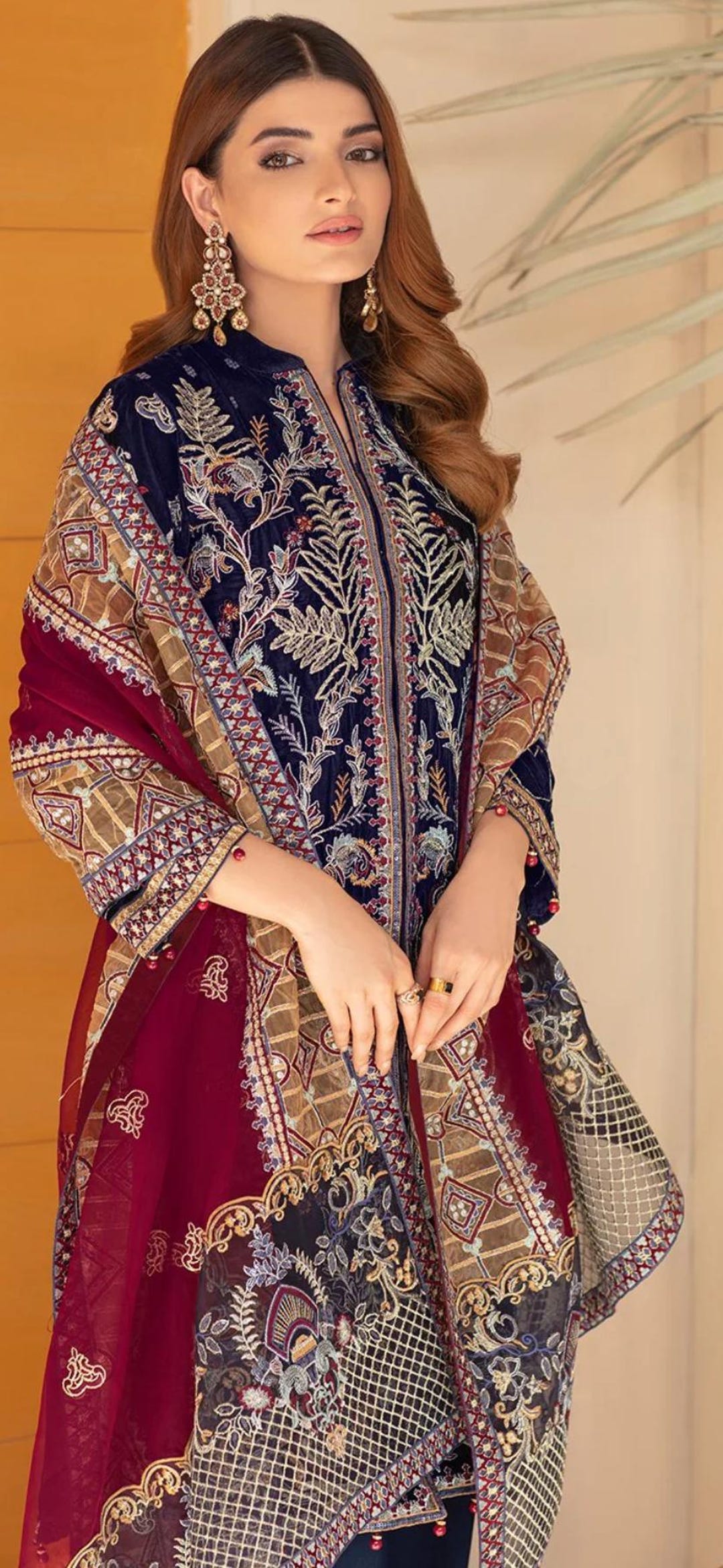 Pakistani Ramsha Winter Collection Velvet With Net Dupatta Bust 40 ...