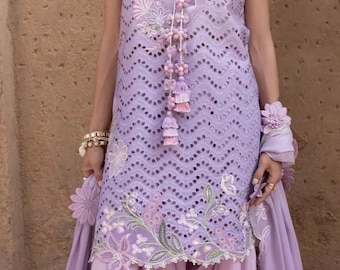 Salwar Kameez de algodón bordado - Traje pakistaní personalizado