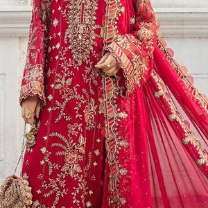 Bestickter Chiffon Salwar Kameez: Benutzerdefiniertes pakistanisches Outfit