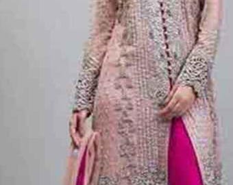 Pakistani   chiffon embroidered salwar kameez made on custom order