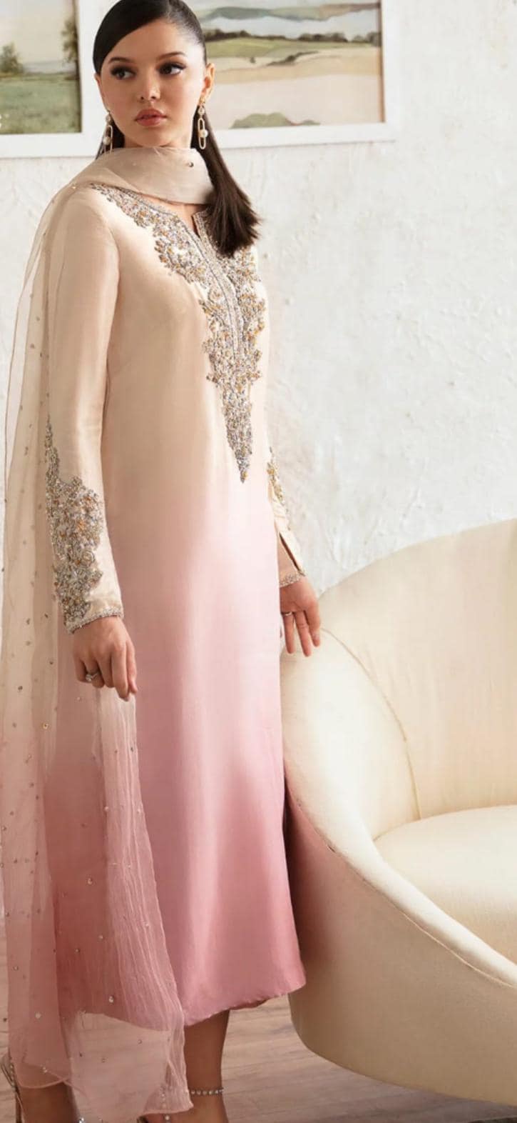 Pakistani cotton  twisted silk embroidered valentine day special salwar kameez made on custom order