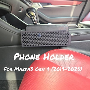 Mazda3 Phone Holder (Gen 4 2019+): Custom Fit, High-Heat Resistant, Charging Cord Slot