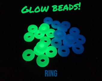 Glow in the Dark Ring Beads: Green/Blue Lanyard Paracord Beads