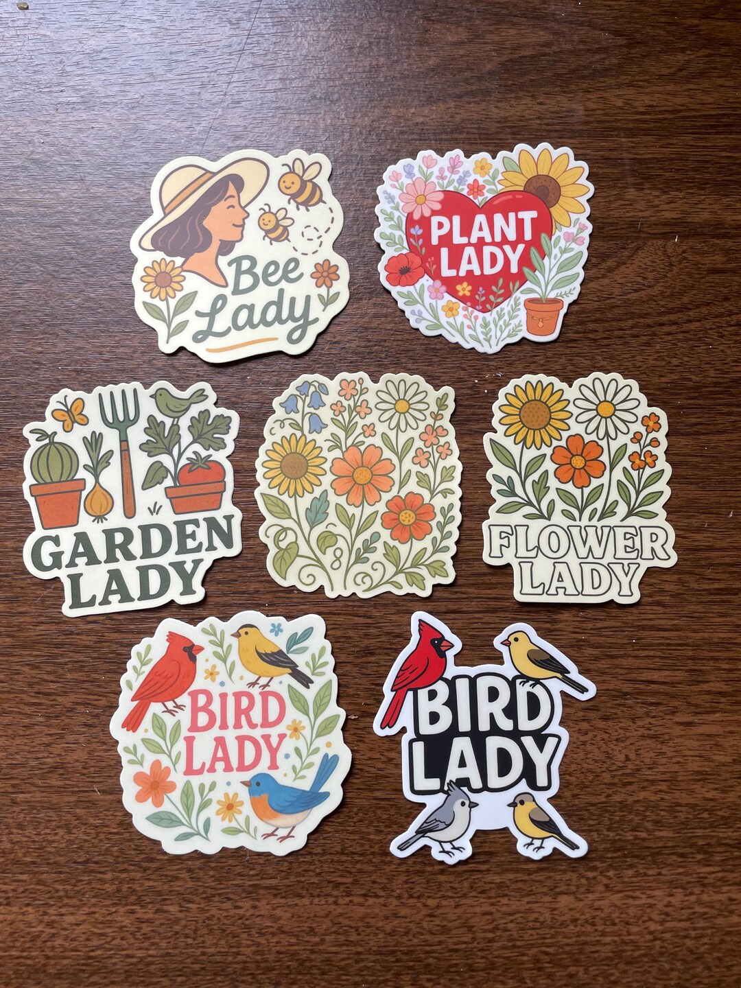 Random Lady Sticker Nature Lady Sticker Pack – Bee Lady, Bird Lady, Plant Lady, Garden Lady ...