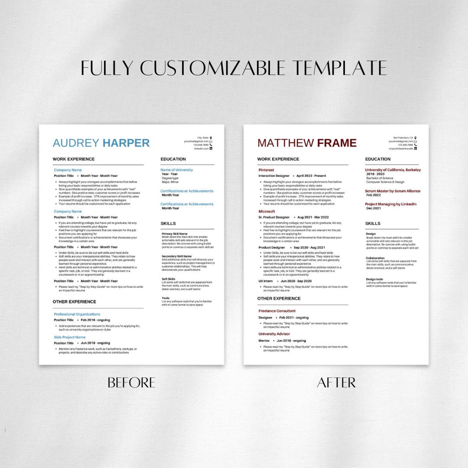 Simple Linkedin Resume Canva Template | Professional CV | Modern Design ...