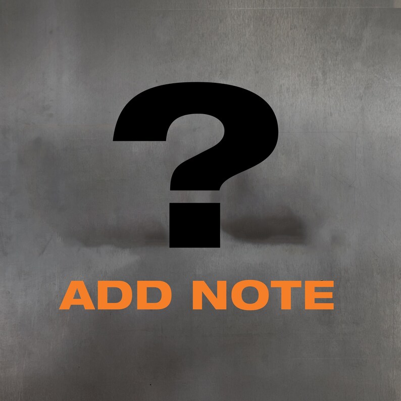 May include: A black question mark graphic with the words "ADD NOTE" in orange text below it. The image is set against a textured, grey background.