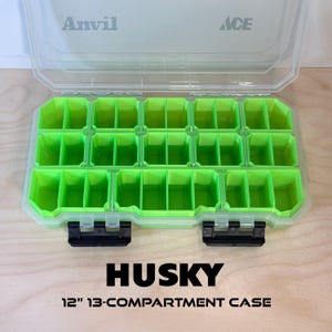 husky tackle boxes 12 in. 9-Compartment Waterproof Heavy-Duty Storage Bin Small Parts Organizer : Home & Kitchen Equipped with a foldable handle Goplus Large Tackle Box, Portable
