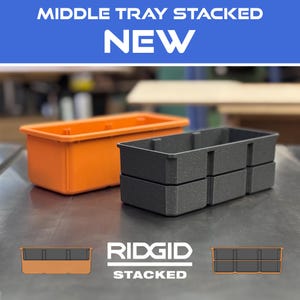 Stacked Middle Tray/Bin for Ridgid Pro Gear System 2.0 Small Half Organizer