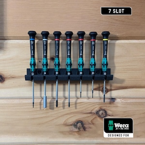 Portadestornilladores Wera Kraftform Micro - Montaje en pared con 7 ranuras deslizantes - Incluye tornillos negros