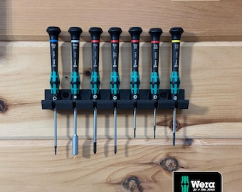 Wera Kraftform Micro Screwdriver Rack - 7 Slot Slip Fit Wall Mount - Includes Black Screws